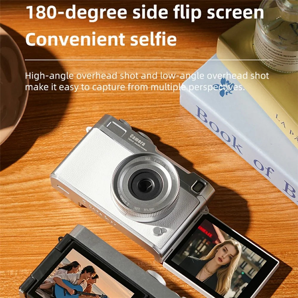 Y06 2.8 inch Flip Screen Student Retro CCD Digital Camera 16X Digital Zoom HD Photo Video Camera with LED Fill Light for Outdoor Travel - White - 4