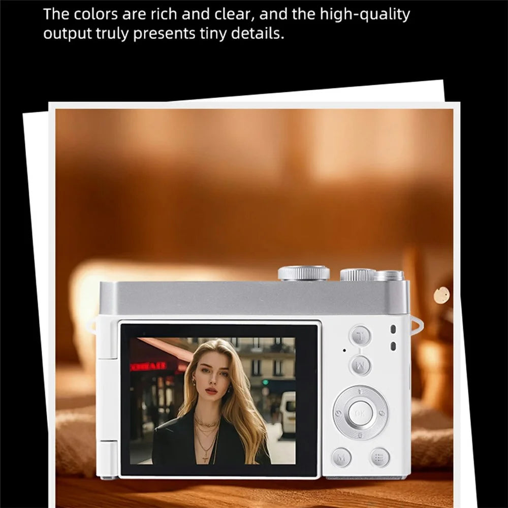 Y06 2.8 inch Flip Screen Student Retro CCD Digital Camera 16X Digital Zoom HD Photo Video Camera with LED Fill Light for Outdoor Travel - White - 5