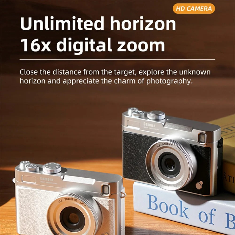 Y06 2.8 inch Flip Screen Student Retro CCD Digital Camera 16X Digital Zoom HD Photo Video Camera with LED Fill Light for Outdoor Travel - White - 6