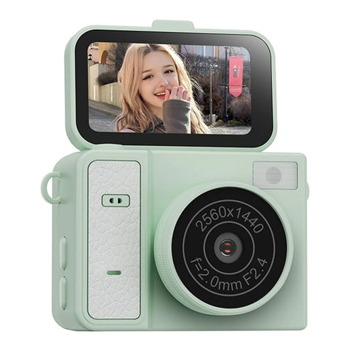 S162 Mini Camera with Flip Screen 2K Ultra HD Video 1.47 Inch IPS Display Built-in Flash 180mAH Battery - Green - 1