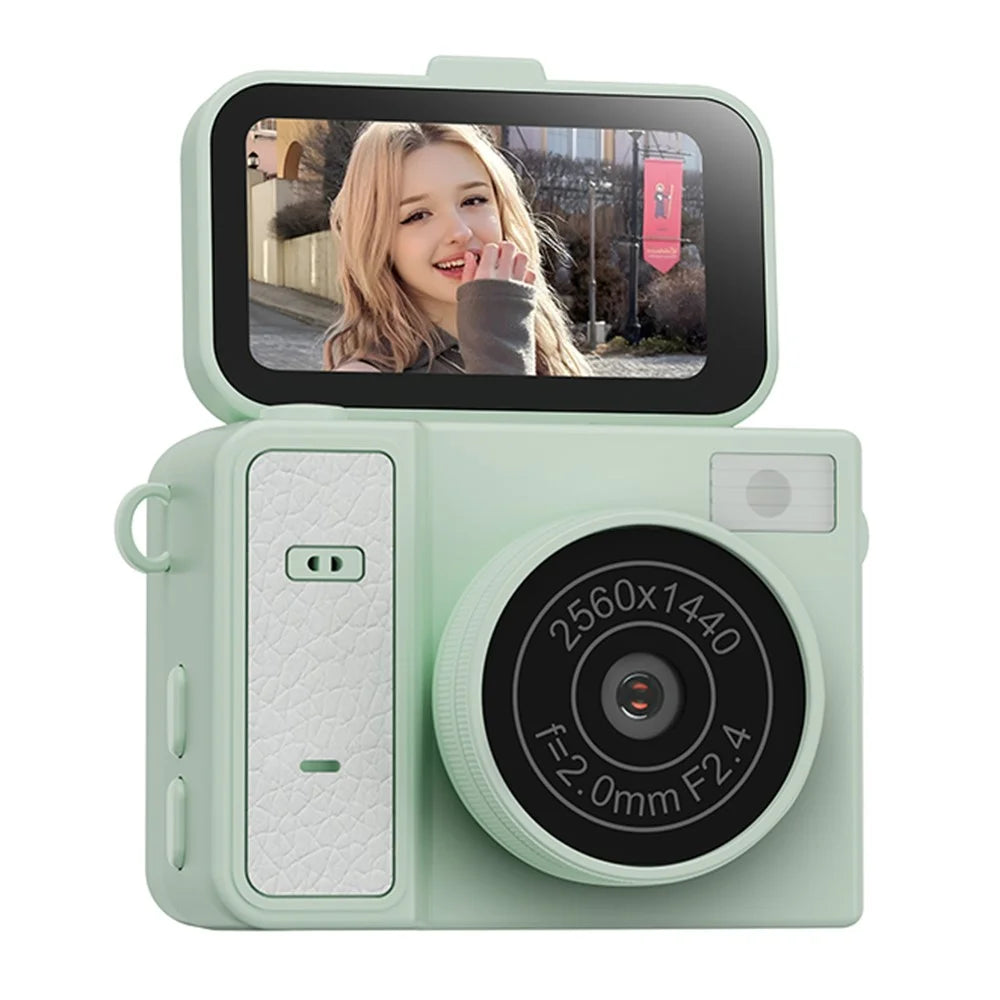 S162 Mini Camera with Flip Screen 2K Ultra HD Video 1.47 Inch IPS Display Built-in Flash 180mAH Battery - Green - 1