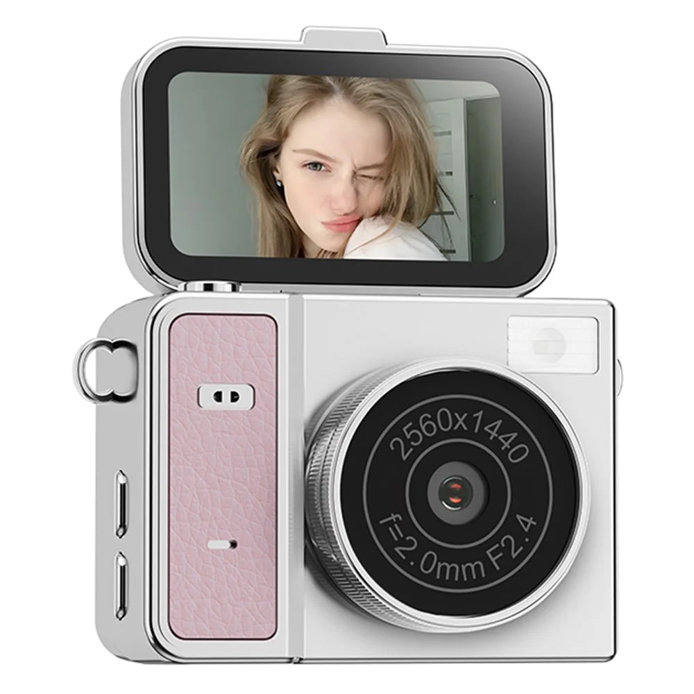 S162 1080P Mini Thumb Camera 1.47 Inch Flip Screen Digital Camera with 32GB Card and Reader For Vlogging - White - 1