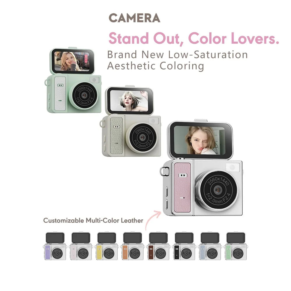 S162 1080P Mini Thumb Camera 1.47 Inch Flip Screen Digital Camera with 32GB Card and Reader For Vlogging - White - 4