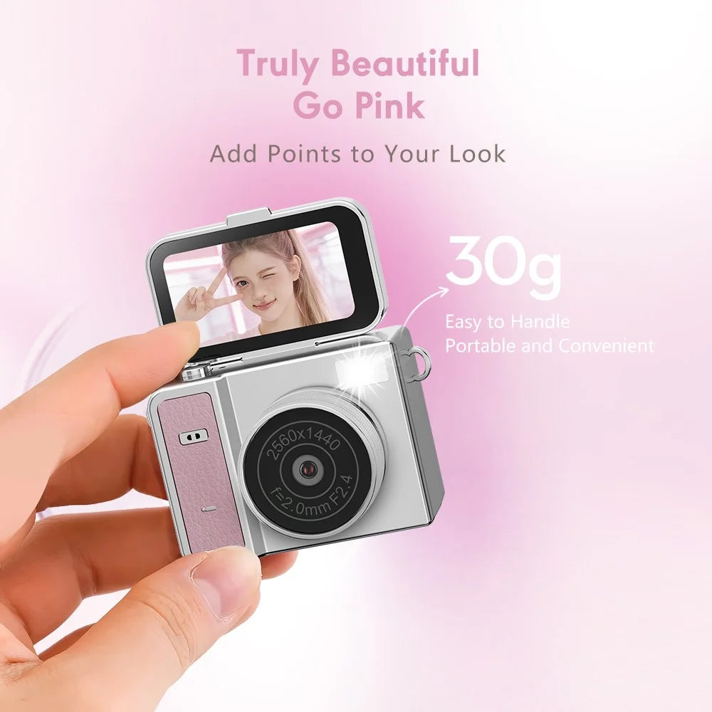 S162 1080P Mini Thumb Camera 1.47 Inch Flip Screen Digital Camera with 32GB Card and Reader For Vlogging - White - 5