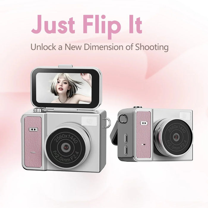 S162 1080P Mini Thumb Camera 1.47 Inch Flip Screen Digital Camera CCD HD Video / Photo For Vlogging - White - 3