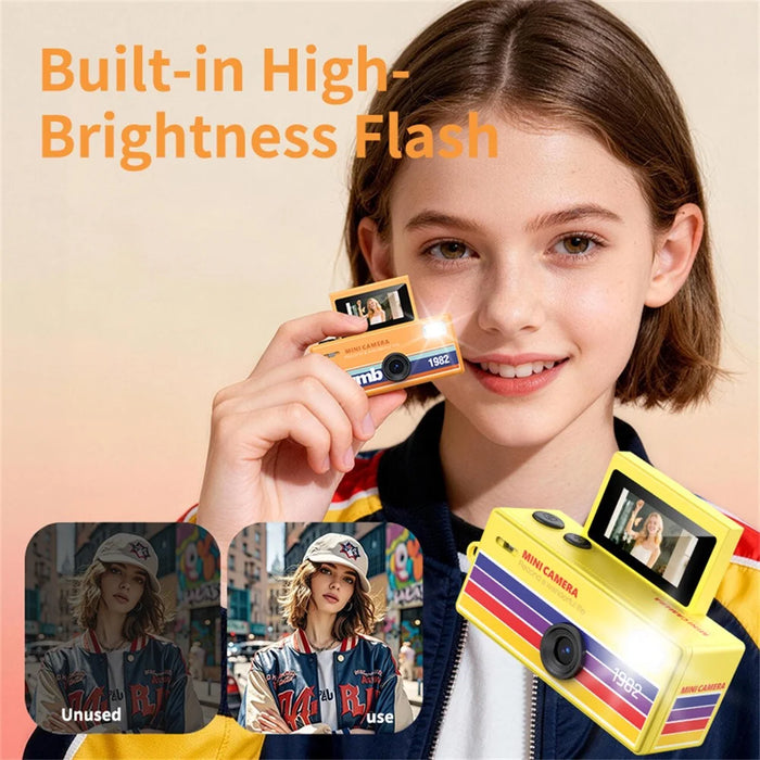 LK-030 Thumb Camera with Keychain 0.96 Inch Flip Screen Retro CCD Digital Camera 720P Mini Camcorder - Orange - 6