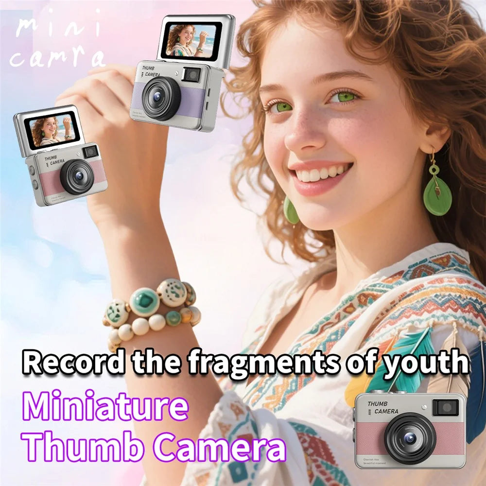Y11 1.47 Inch Flip Screen Mini Thumb Camera HD Photography Video Recording CCD Digital Camera with LED Light - Black - 3