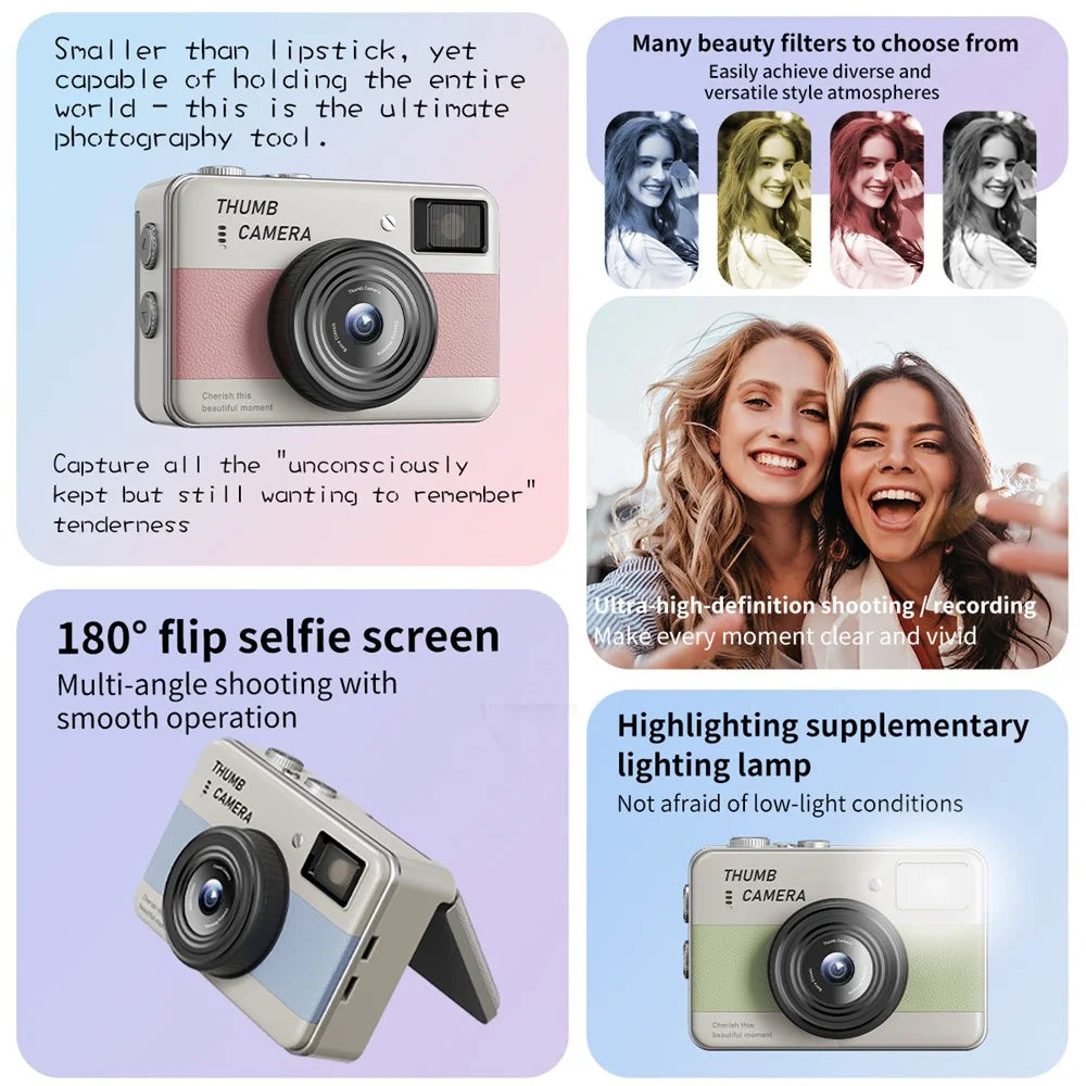 Y11 1.47 Inch Flip Screen Mini Thumb Camera HD Photography Video Recording CCD Digital Camera with LED Light - Black - 4