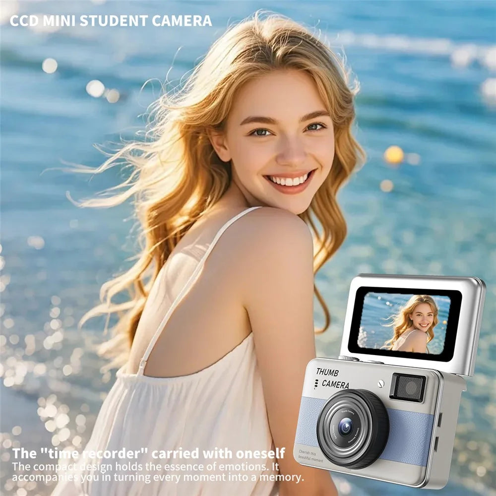 Y11 1.47 Inch Flip Screen Mini Thumb Camera HD Photography Video Recording CCD Digital Camera with LED Light - Black - 5