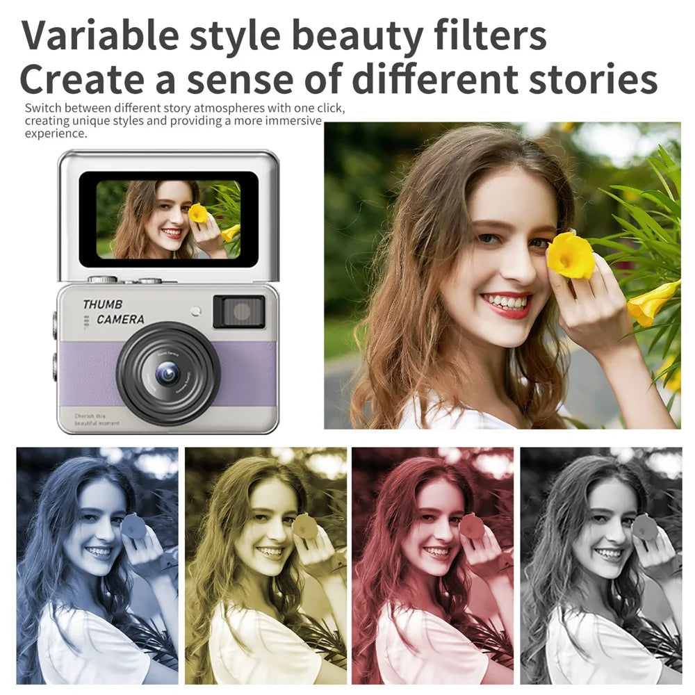 Y11 1.47 Inch Flip Screen Mini Thumb Camera HD Photography Video Recording CCD Digital Camera with LED Light - Black - 6
