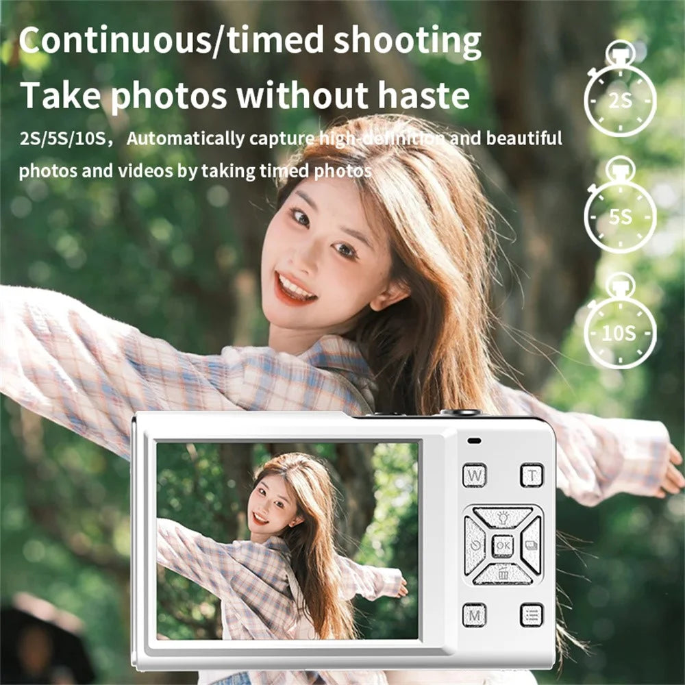 M20 2.8 Inch IPS Screen 64MP Digital Camera 4K Video Recorder 16X Zoom CCD Card Camera for Vlog Photography - Pink - 5