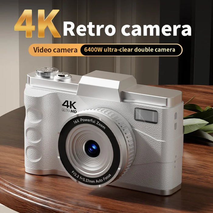 M13 Retro 64MP Digital Camera 16X Optical Zoom HD Video Recording 3.0 Inch LCD Screen Dual Lens Portable Camera - White - 2