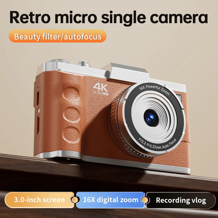 M13 Retro 64MP Digital Camera 16X Optical Zoom HD Video Recording 3.0 Inch LCD Screen Dual Lens Portable Camera - White - 5