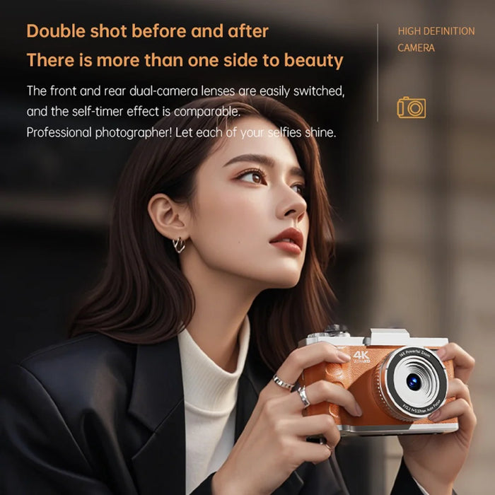 M13 Retro 64MP Digital Camera 16X Optical Zoom HD Video Recording 3.0 Inch LCD Screen Dual Lens Portable Camera - White - 6