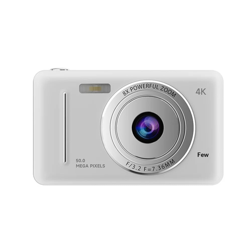 A1 50MP 8X Zoom Dual Lens Digital Camera 2.4 Inch IPS Screen 4K Video Recording Portable Retro CCD - White - 1