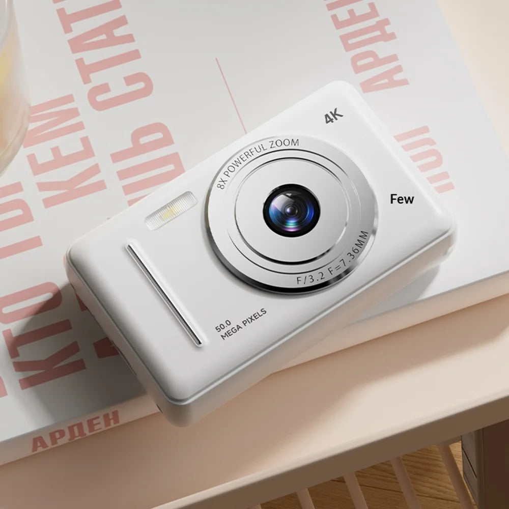 A1 50MP 8X Zoom Dual Lens Digital Camera 2.4 Inch IPS Screen 4K Video Recording Portable Retro CCD - White - 3