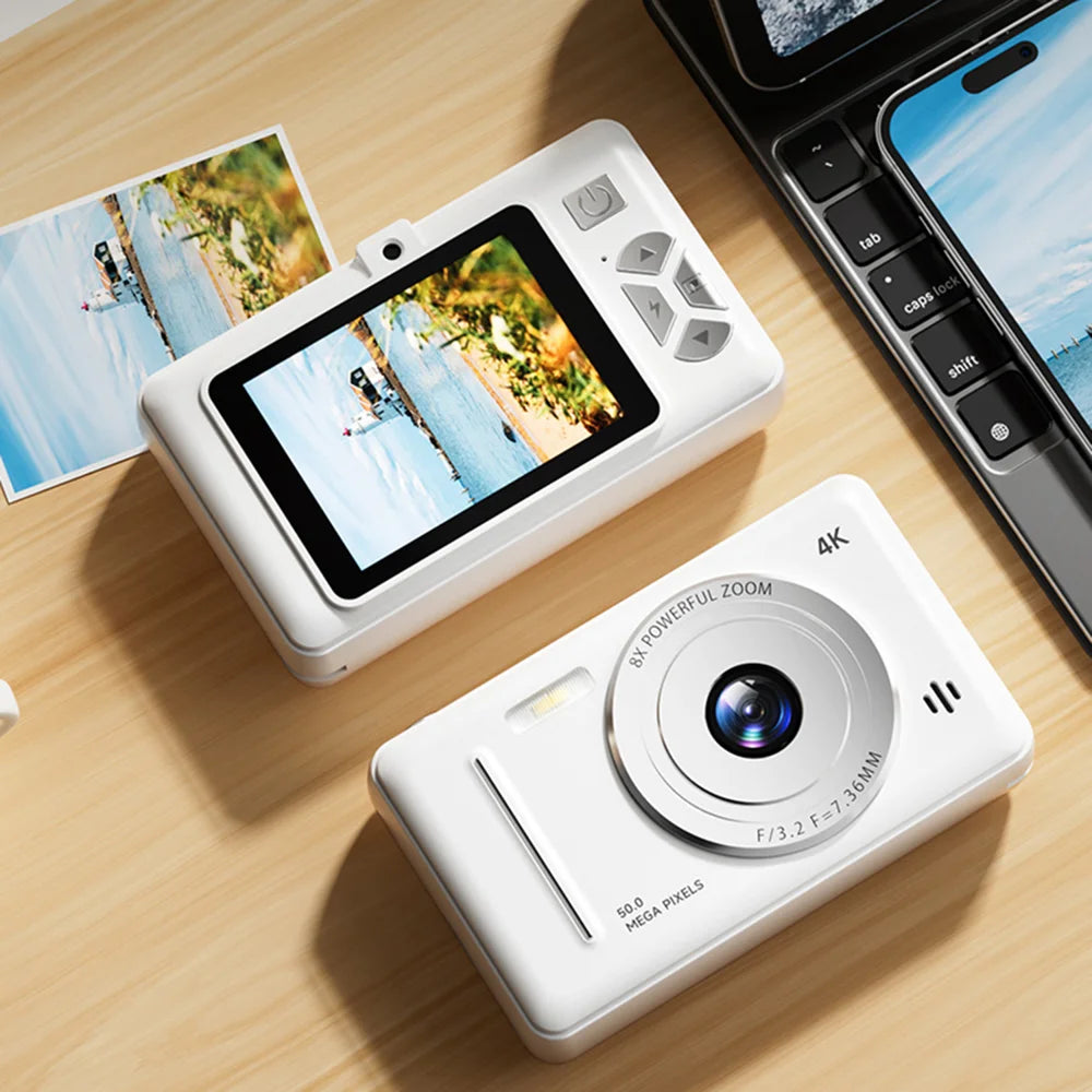 A1 50MP 8X Zoom Dual Lens Digital Camera 2.4 Inch IPS Screen 4K Video Recording Portable Retro CCD - White - 7