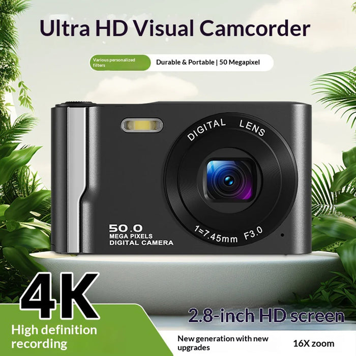 M13 Digital Camera for Students 2.8 Inch LCD Screen 4K Video Recording Retro CCD Card Camera - Black - 3