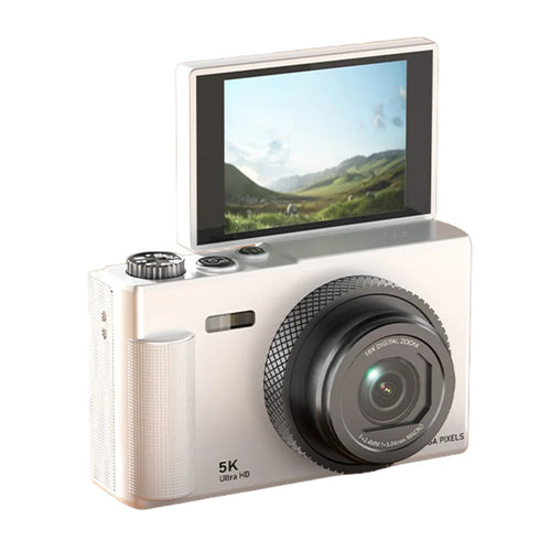X9 Digital Camera 5K Video Recorder 18X Zoom Auto Focus 180 Degree Flip Screen Vlog Camera - White - 1
