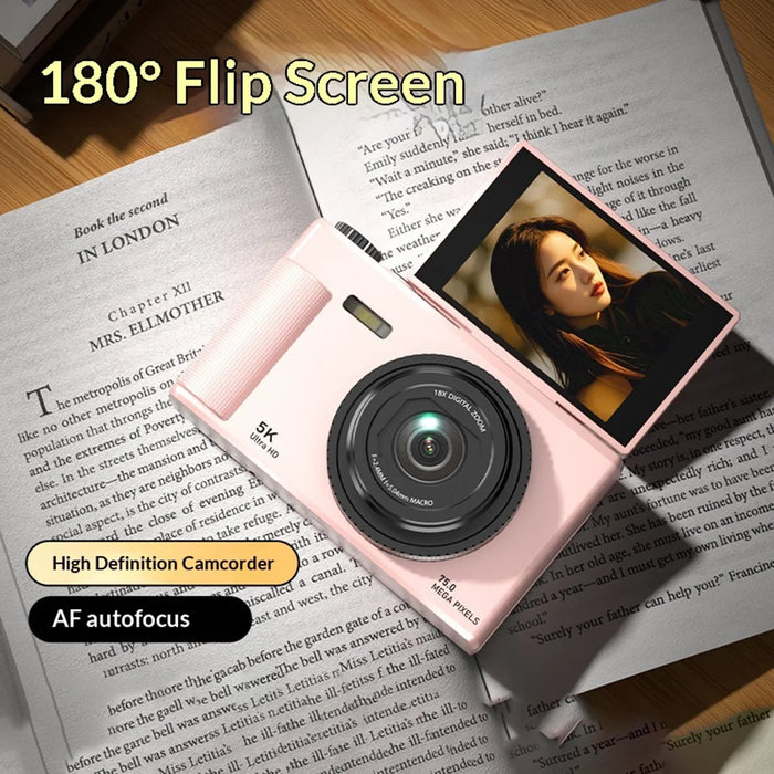 X9 Digital Camera 5K Video Recorder 18X Zoom Auto Focus 180 Degree Flip Screen Vlog Camera - White - 4