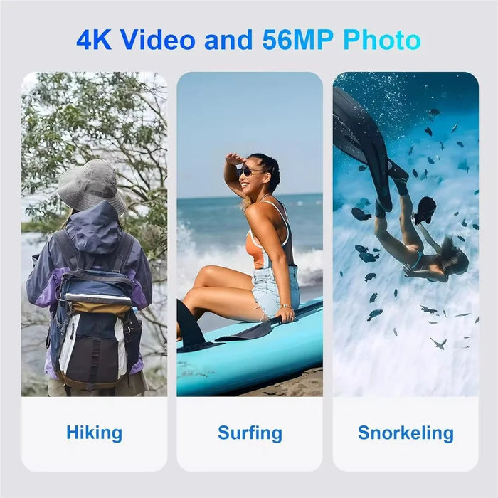 VP006 33ft Waterproof Camera with 2 Batteries 4K UHD 56MP 2.8 + 1.4 Inch Dual Screen Underwater Digital Camera - Blue - 3