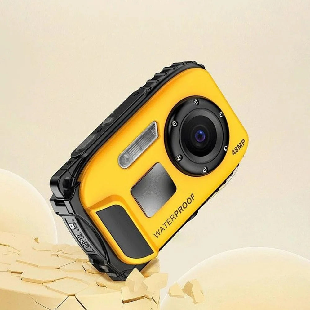 W01 2.4 Inch IPS Screen Digital Camera for Swimming  /  Snorkeling IP68 Waterproof 1080P HD Camera with Selfie Mirror - Yellow - 6
