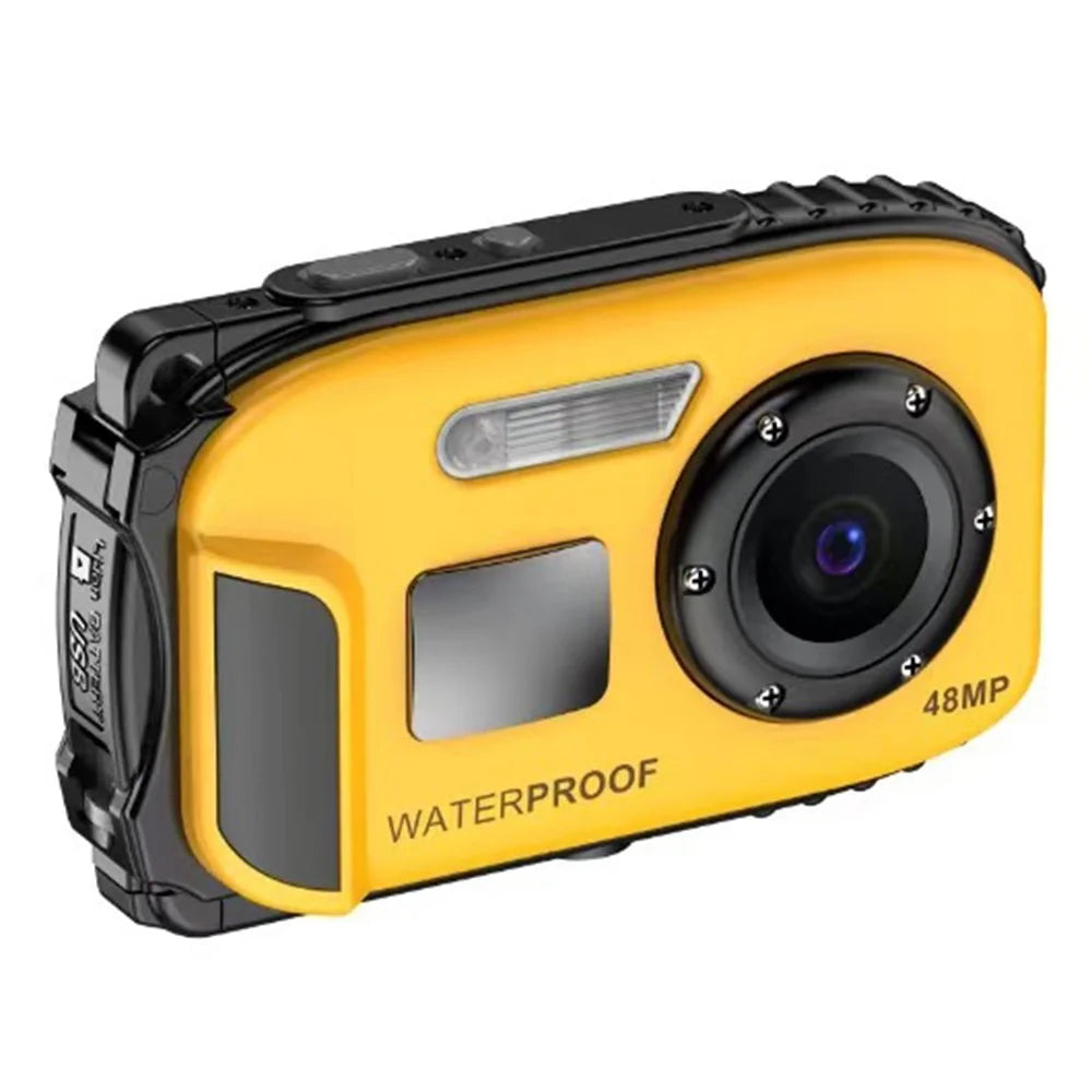 W01 2.4 Inch IPS Screen Digital Camera for Swimming  /  Snorkeling IP68 Waterproof 1080P HD Camera with Selfie Mirror - Yellow - 7