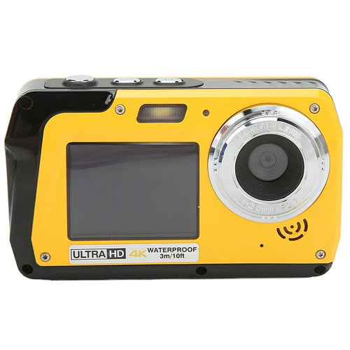 WP09S 4K Ultra HD Waterproof Digital Camera 3.0 Inch Rear + 2.0 Inch Front Dual Screen 10ft Underwater Camera - Yellow - 1