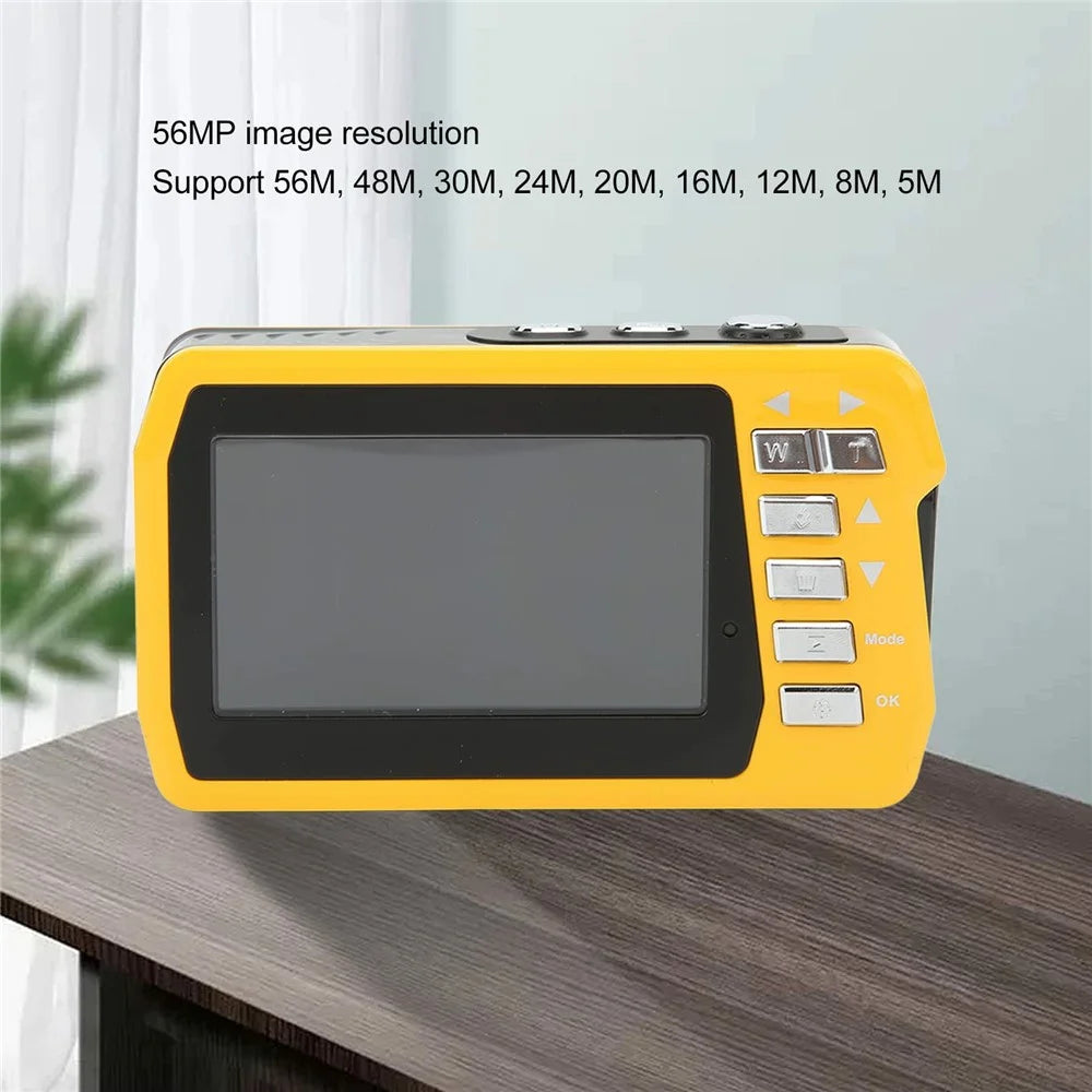 WP09S 4K Ultra HD Waterproof Digital Camera 3.0 Inch Rear + 2.0 Inch Front Dual Screen 10ft Underwater Camera - Yellow - 4