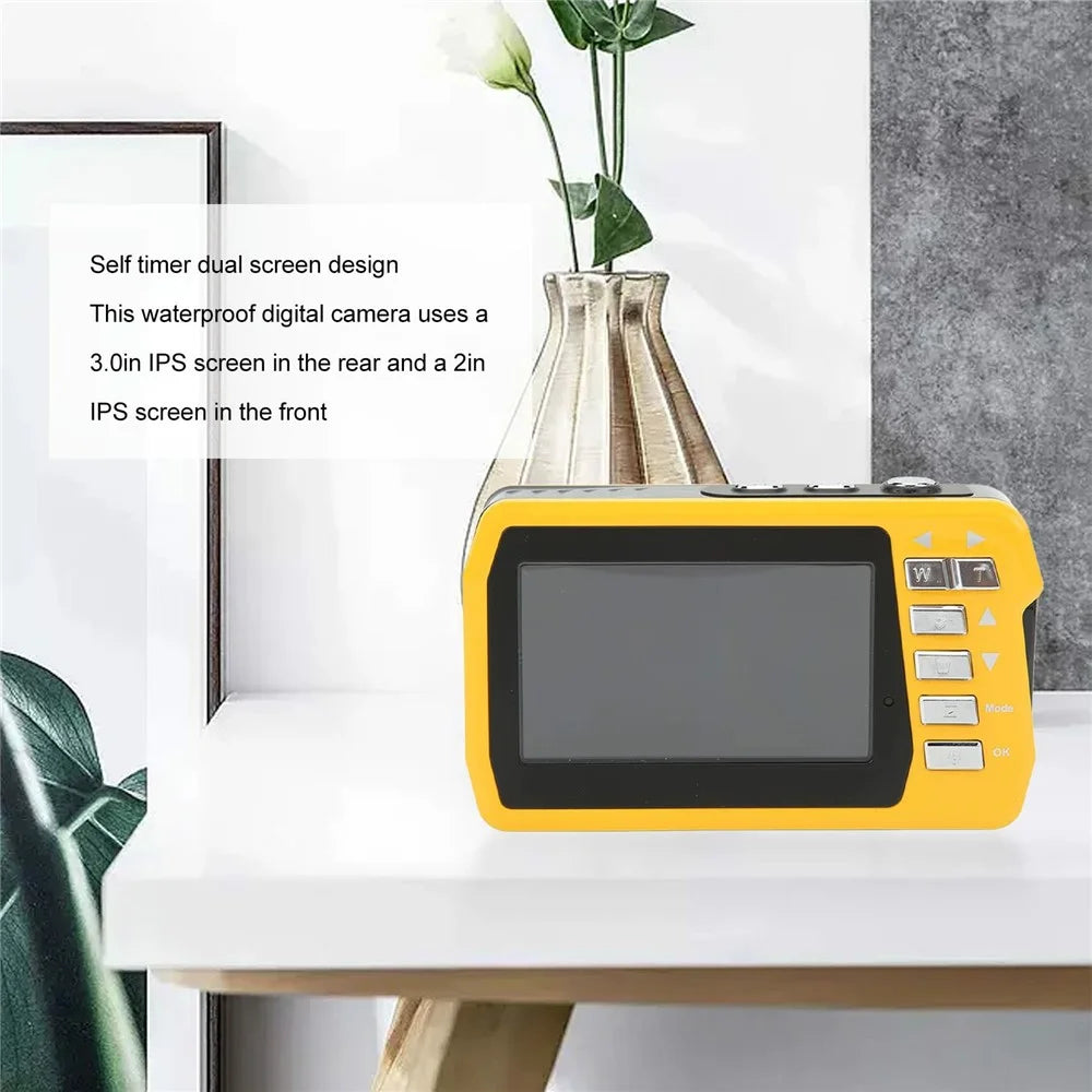 WP09S 4K Ultra HD Waterproof Digital Camera 3.0 Inch Rear + 2.0 Inch Front Dual Screen 10ft Underwater Camera - Yellow - 5