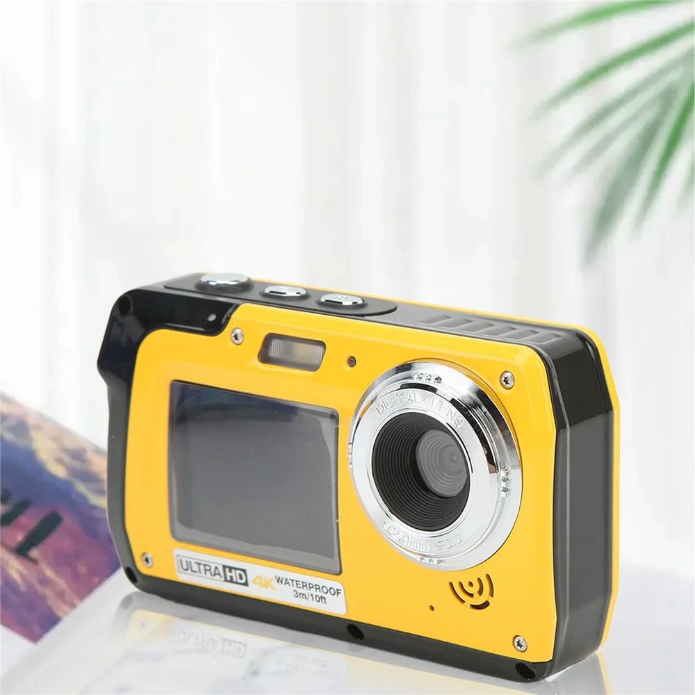 WP09S 4K Ultra HD Waterproof Digital Camera 3.0 Inch Rear + 2.0 Inch Front Dual Screen 10ft Underwater Camera - Yellow - 6