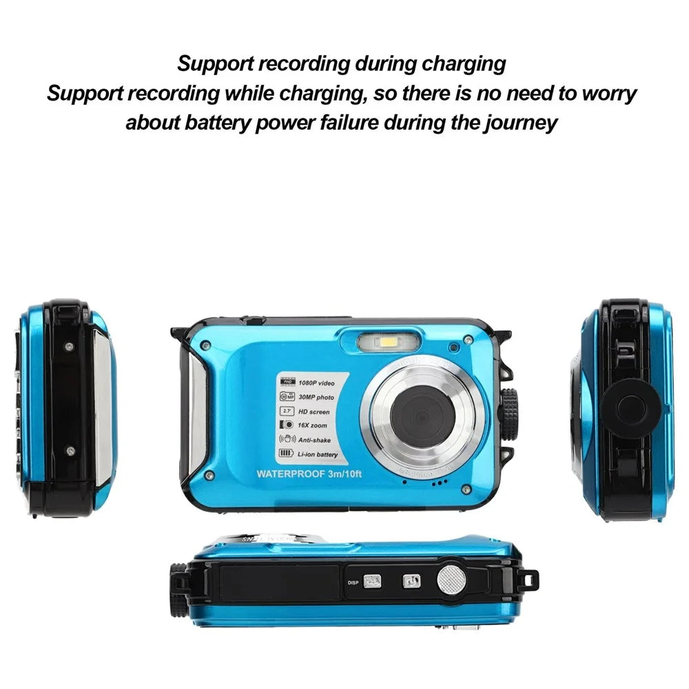 WP05 2.7 Inch LCD Screen 1080P HD Waterproof Digital Camera 10ft Underwater Camera for Swimming Diving - Blue - 4