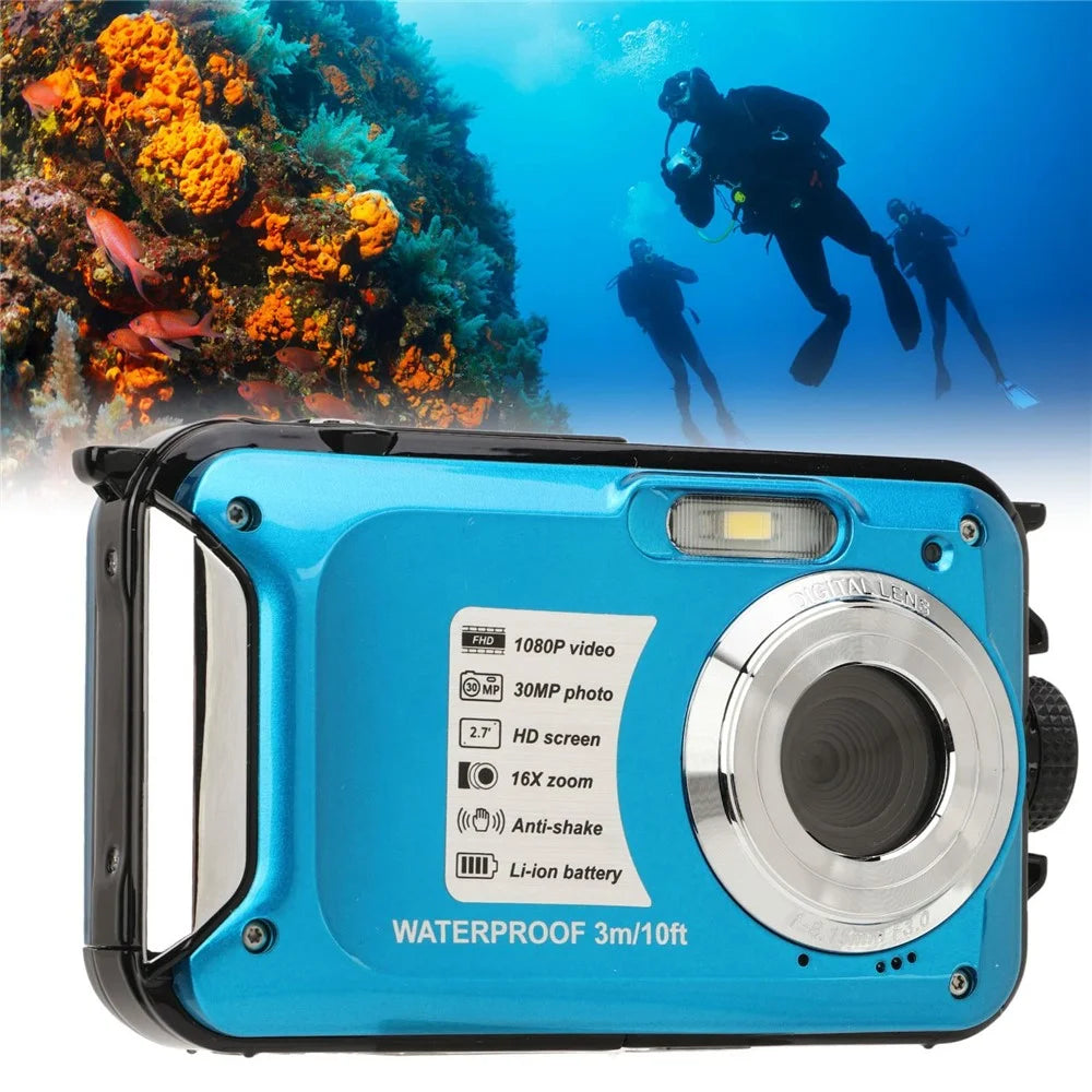 WP05 2.7 Inch LCD Screen 1080P HD Waterproof Digital Camera 10ft Underwater Camera for Swimming Diving - Blue - 5
