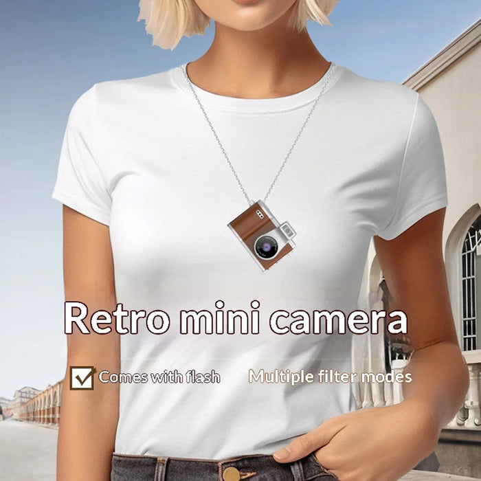 X8 Retro Mini Camera Thumb Size 0.96 Inch IPS Screen 1080P HD Video Recorder Built-in Flash - Pink - 3