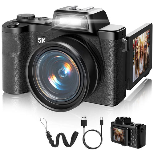 D75 2.83 Inch Digital Camera 5K Video 18X Zoom Flip Screen LED Flash WiFi High Definition Shooting Camera for Photography - 1