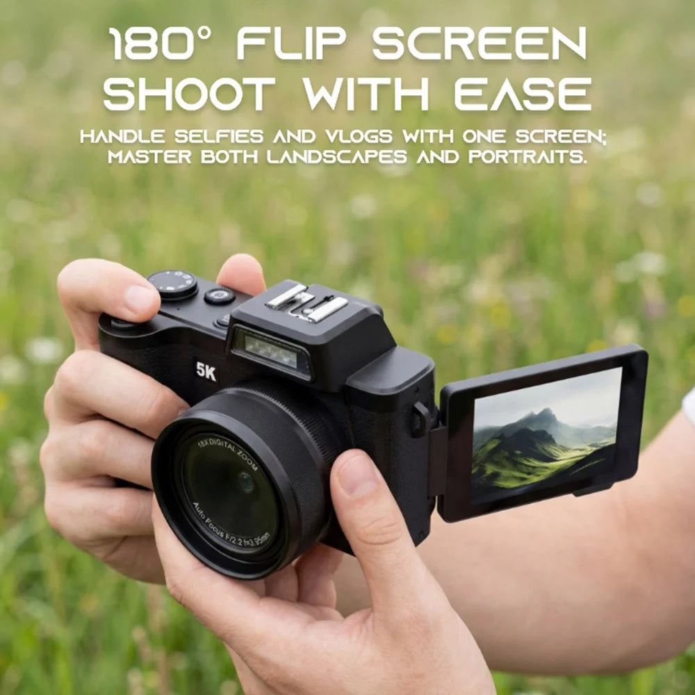 D75 2.83 Inch Digital Camera 5K Video 18X Zoom Flip Screen LED Flash WiFi High Definition Shooting Camera for Photography - 4
