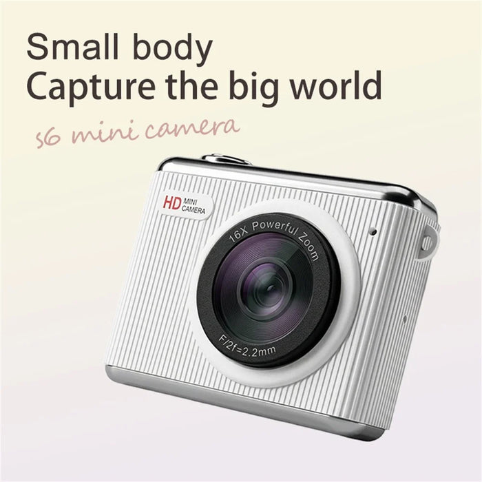 S6 Mini Thumb Camera 64MP HD Digital Camera 16X Zoom 1.4 Inch IPS Screen Digital Camera for Photography Video Recording - Black - 3