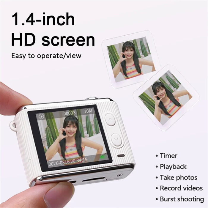 S6 Mini Thumb Camera 64MP HD Digital Camera 16X Zoom 1.4 Inch IPS Screen Digital Camera for Photography Video Recording - Black - 5