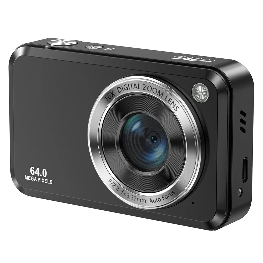 DC317L 4K Digital Camera 64MP Dual Lens 16X Zoom 2.8 Inch Display LED Flash Auto Focus High Definition Shooting Camera - Black - 1