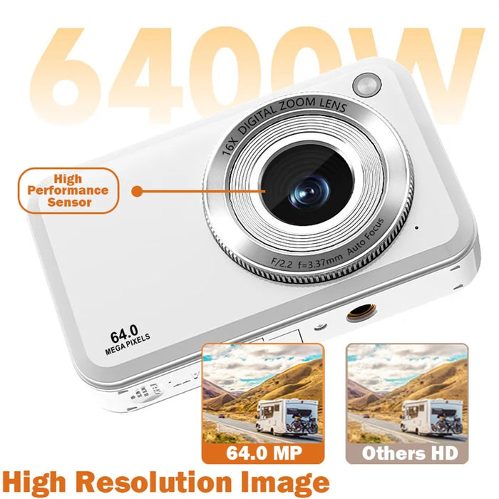 DC317L 4K Digital Camera 64MP Dual Lens 16X Zoom 2.8 Inch Display LED Flash Auto Focus High Definition Shooting Camera - Black - 5