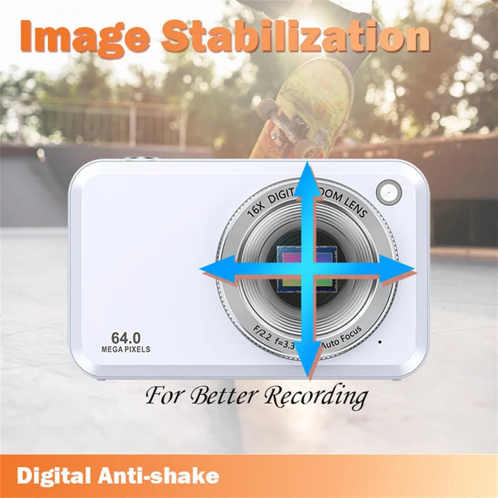 DC317L 4K Digital Camera 64MP Dual Lens 16X Zoom 2.8 Inch Display LED Flash Auto Focus High Definition Shooting Camera - Black - 6