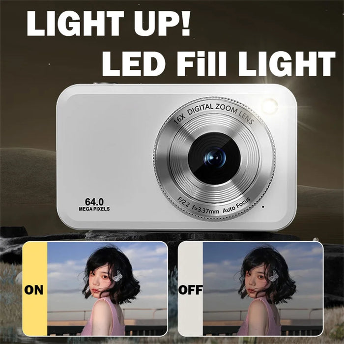 DC317L 4K Digital Camera 64MP Dual Lens 16X Zoom 2.8 Inch Display LED Flash Auto Focus High Definition Shooting Camera - Black - 7