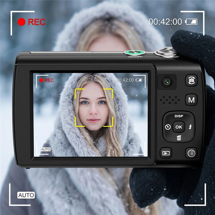 DC408X 5K Digital Camera 5X Optical Zoom Dual Lens 2.8 Inch Flip Touch Screen Autofocus Camera with LED Flash - Black - 7