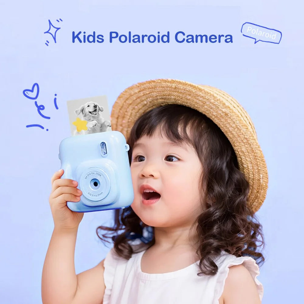 DC506 Kids Mini Instant Camera Dual Lens Front Rear 48MP Digital Instant Camera for Children Photography - Blue - 4