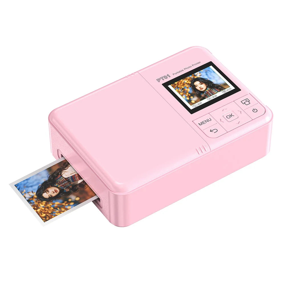PT01 Portable Full Color Photo Printer 600DPI Color WiFi Inkjet 2.0 IPS Screen Picture Printer - 1
