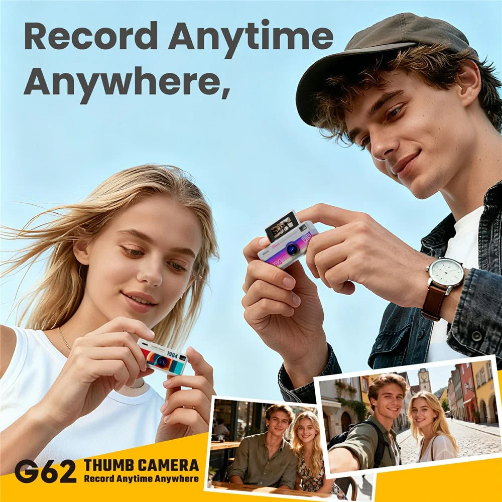 G62 0.96 Inch Mini Camera 1080P HD Recording Rotating Screen Keychain Thumb Camera with Built-in Flashlight for Vlog Travel - White - 6