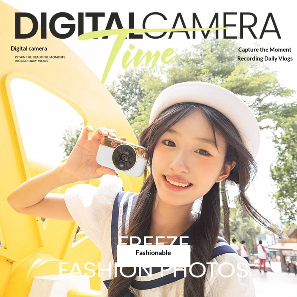 Y08 CCD Digital Camera 48MP Dual Lens 2.8 Inch HD Screen 16X Zoom 4K Video Recorder Built-in LED Fill Light - White - 2