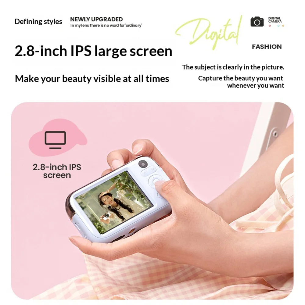 Y08 CCD Digital Camera 48MP Dual Lens 2.8 Inch HD Screen 16X Zoom 4K Video Recorder Built-in LED Fill Light - White - 4