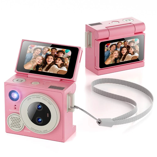 G13 Pro Mini Thumb Camera Dual Lens 1080P HD Flip Screen Portable Digital Camera with 21 Shooting Filters - Pink - 1