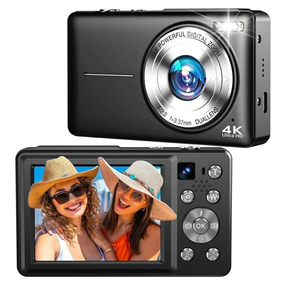 DC413L 4K UHD Digital Camera 64MP 16X Zoom 2.8 Inch IPS Screen Dual Lens Front Rear Camera for Vlog Photography - Black - 1